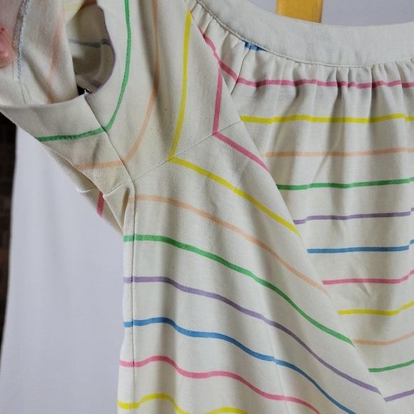 Vintage Society rainbow stripe gathered neck button collar tee - Picture 9 of 9